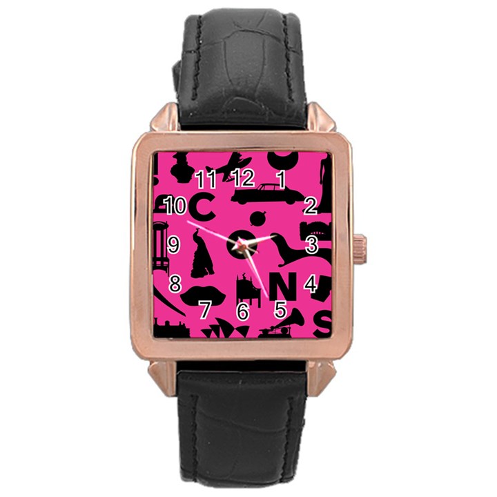 Car Plan Pinkcover Outside Rose Gold Leather Watch 