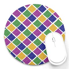 African Illutrations Plaid Color Rainbow Blue Green Yellow Purple White Line Chevron Wave Polkadot Round Mousepads by Mariart