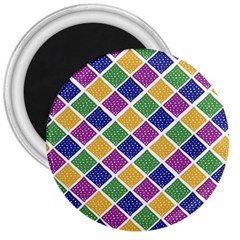 African Illutrations Plaid Color Rainbow Blue Green Yellow Purple White Line Chevron Wave Polkadot 3  Magnets by Mariart