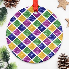 African Illutrations Plaid Color Rainbow Blue Green Yellow Purple White Line Chevron Wave Polkadot Ornament (round) by Mariart