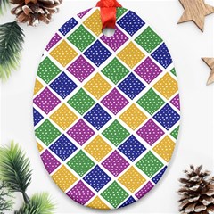 African Illutrations Plaid Color Rainbow Blue Green Yellow Purple White Line Chevron Wave Polkadot Ornament (oval)