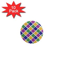 African Illutrations Plaid Color Rainbow Blue Green Yellow Purple White Line Chevron Wave Polkadot 1  Mini Magnet (10 Pack)  by Mariart