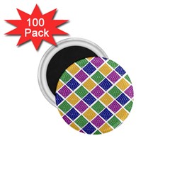 African Illutrations Plaid Color Rainbow Blue Green Yellow Purple White Line Chevron Wave Polkadot 1 75  Magnets (100 Pack)  by Mariart