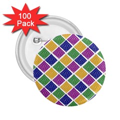 African Illutrations Plaid Color Rainbow Blue Green Yellow Purple White Line Chevron Wave Polkadot 2 25  Buttons (100 Pack)  by Mariart