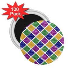 African Illutrations Plaid Color Rainbow Blue Green Yellow Purple White Line Chevron Wave Polkadot 2 25  Magnets (100 Pack)  by Mariart