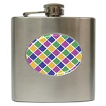 African Illutrations Plaid Color Rainbow Blue Green Yellow Purple White Line Chevron Wave Polkadot Hip Flask (6 oz) Front