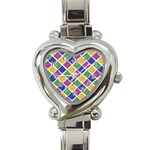 African Illutrations Plaid Color Rainbow Blue Green Yellow Purple White Line Chevron Wave Polkadot Heart Italian Charm Watch Front