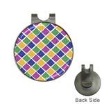 African Illutrations Plaid Color Rainbow Blue Green Yellow Purple White Line Chevron Wave Polkadot Hat Clips with Golf Markers Front