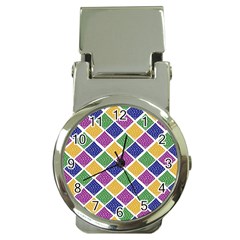 African Illutrations Plaid Color Rainbow Blue Green Yellow Purple White Line Chevron Wave Polkadot Money Clip Watches by Mariart