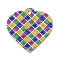 African Illutrations Plaid Color Rainbow Blue Green Yellow Purple White Line Chevron Wave Polkadot Dog Tag Heart (one Side) by Mariart