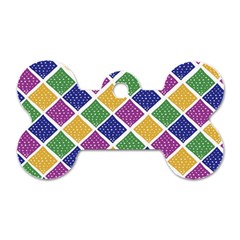 African Illutrations Plaid Color Rainbow Blue Green Yellow Purple White Line Chevron Wave Polkadot Dog Tag Bone (two Sides) by Mariart