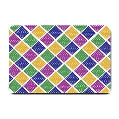 African Illutrations Plaid Color Rainbow Blue Green Yellow Purple White Line Chevron Wave Polkadot Small Doormat  by Mariart