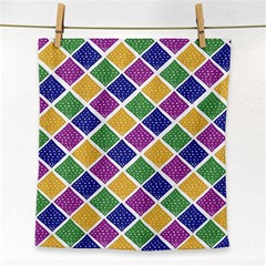 African Illutrations Plaid Color Rainbow Blue Green Yellow Purple White Line Chevron Wave Polkadot Face Towel by Mariart