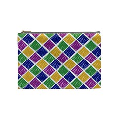 African Illutrations Plaid Color Rainbow Blue Green Yellow Purple White Line Chevron Wave Polkadot Cosmetic Bag (medium)  by Mariart