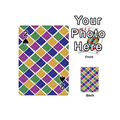 African Illutrations Plaid Color Rainbow Blue Green Yellow Purple White Line Chevron Wave Polkadot Playing Cards 54 (mini)  by Mariart