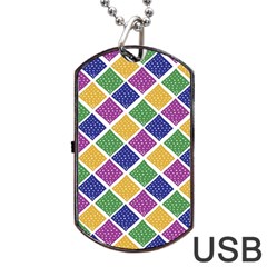 African Illutrations Plaid Color Rainbow Blue Green Yellow Purple White Line Chevron Wave Polkadot Dog Tag Usb Flash (one Side) by Mariart