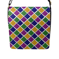 African Illutrations Plaid Color Rainbow Blue Green Yellow Purple White Line Chevron Wave Polkadot Flap Messenger Bag (l)  by Mariart