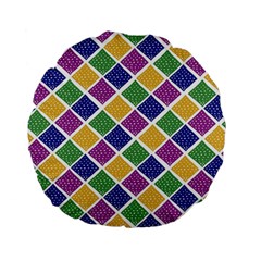 African Illutrations Plaid Color Rainbow Blue Green Yellow Purple White Line Chevron Wave Polkadot Standard 15  Premium Flano Round Cushions by Mariart