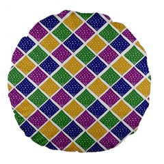 African Illutrations Plaid Color Rainbow Blue Green Yellow Purple White Line Chevron Wave Polkadot Large 18  Premium Flano Round Cushions by Mariart