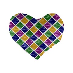 African Illutrations Plaid Color Rainbow Blue Green Yellow Purple White Line Chevron Wave Polkadot Standard 16  Premium Flano Heart Shape Cushions by Mariart