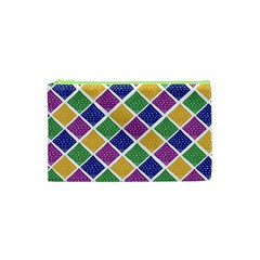 African Illutrations Plaid Color Rainbow Blue Green Yellow Purple White Line Chevron Wave Polkadot Cosmetic Bag (xs) by Mariart