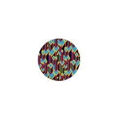 Building City Plaid Chevron Wave Blue Green 1  Mini Magnets by Mariart