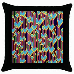 Building City Plaid Chevron Wave Blue Green Throw Pillow Case (black)