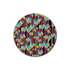 Building City Plaid Chevron Wave Blue Green Rubber Coaster (round)  by Mariart