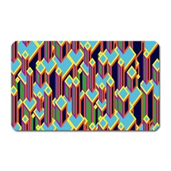 Building City Plaid Chevron Wave Blue Green Magnet (rectangular) by Mariart