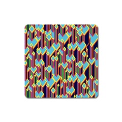 Building City Plaid Chevron Wave Blue Green Square Magnet