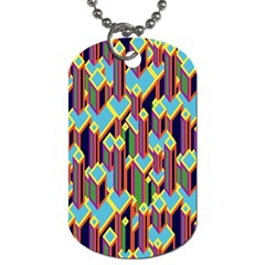 Building City Plaid Chevron Wave Blue Green Dog Tag (one Side) by Mariart