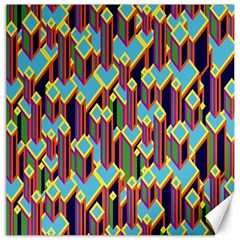 Building City Plaid Chevron Wave Blue Green Canvas 16  X 16   by Mariart