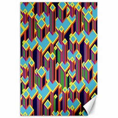 Building City Plaid Chevron Wave Blue Green Canvas 20  X 30   by Mariart