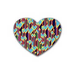 Building City Plaid Chevron Wave Blue Green Rubber Coaster (heart)  by Mariart