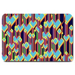 Building City Plaid Chevron Wave Blue Green Large Doormat  by Mariart