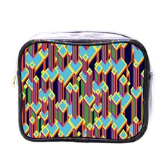 Building City Plaid Chevron Wave Blue Green Mini Toiletries Bags by Mariart