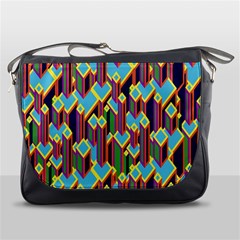 Building City Plaid Chevron Wave Blue Green Messenger Bags by Mariart