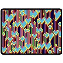 Building City Plaid Chevron Wave Blue Green Double Sided Fleece Blanket (large)  by Mariart