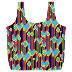 Building City Plaid Chevron Wave Blue Green Full Print Recycle Bags (l)  by Mariart