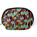 Building City Plaid Chevron Wave Blue Green Accessory Pouches (Medium)  Back