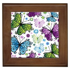 Butterfly Animals Fly Purple Green Blue Polkadot Flower Floral Star Framed Tiles by Mariart