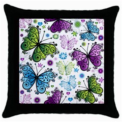 Butterfly Animals Fly Purple Green Blue Polkadot Flower Floral Star Throw Pillow Case (black) by Mariart