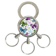 Butterfly Animals Fly Purple Green Blue Polkadot Flower Floral Star 3-ring Key Chains by Mariart