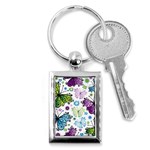 Butterfly Animals Fly Purple Green Blue Polkadot Flower Floral Star Key Chains (Rectangle)  Front