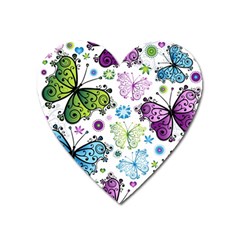 Butterfly Animals Fly Purple Green Blue Polkadot Flower Floral Star Heart Magnet by Mariart