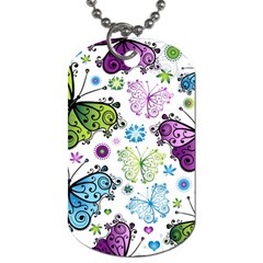 Butterfly Animals Fly Purple Green Blue Polkadot Flower Floral Star Dog Tag (one Side) by Mariart