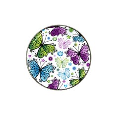 Butterfly Animals Fly Purple Green Blue Polkadot Flower Floral Star Hat Clip Ball Marker (4 Pack) by Mariart