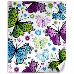 Butterfly Animals Fly Purple Green Blue Polkadot Flower Floral Star Canvas 16  X 20   by Mariart