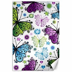 Butterfly Animals Fly Purple Green Blue Polkadot Flower Floral Star Canvas 24  X 36  by Mariart