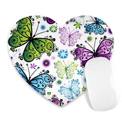 Butterfly Animals Fly Purple Green Blue Polkadot Flower Floral Star Heart Mousepads by Mariart